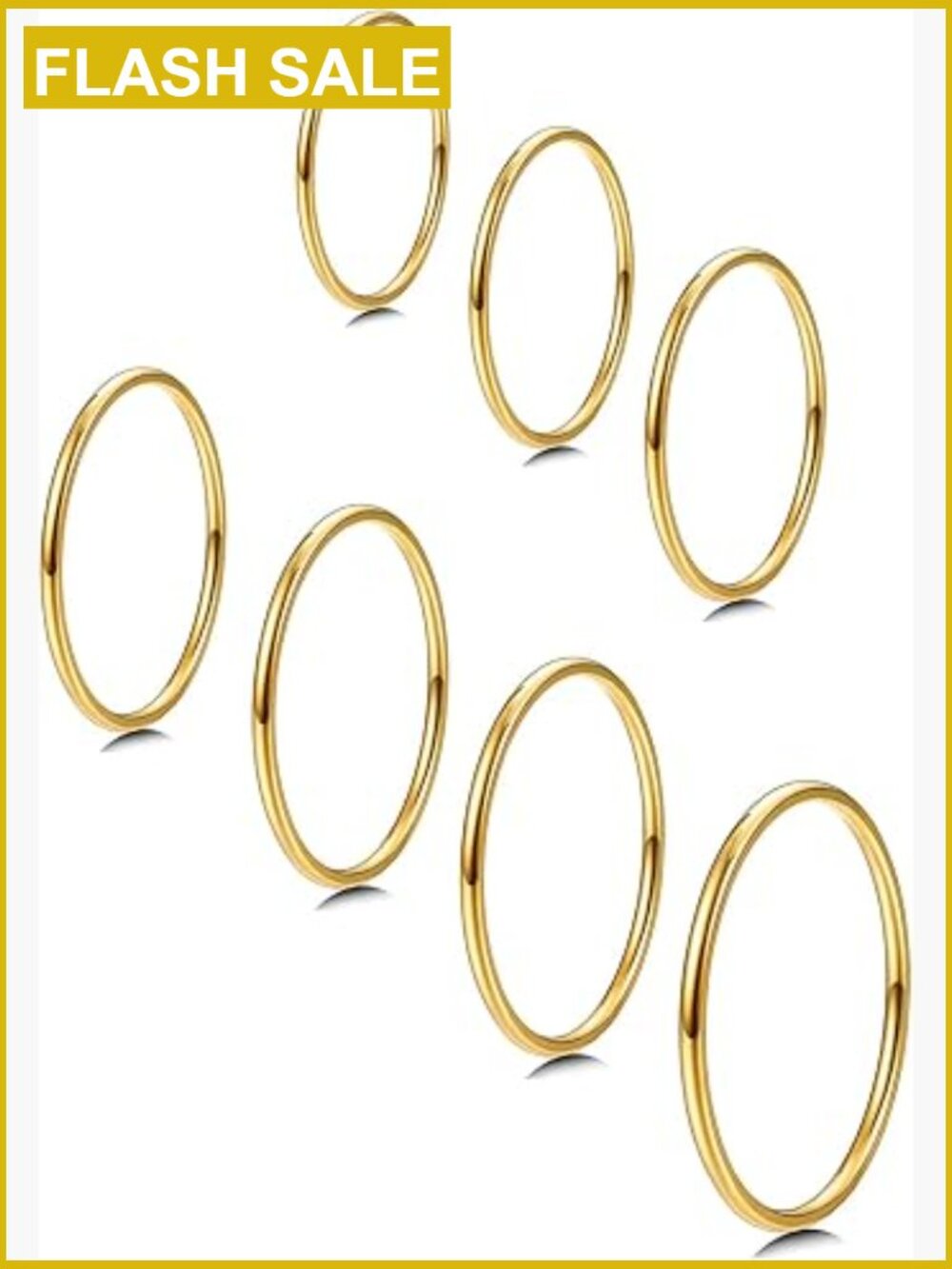 1mm Stainless Steel Stacking Rings Set of 7 Gold Plated Thin Knuckle Midi Rings